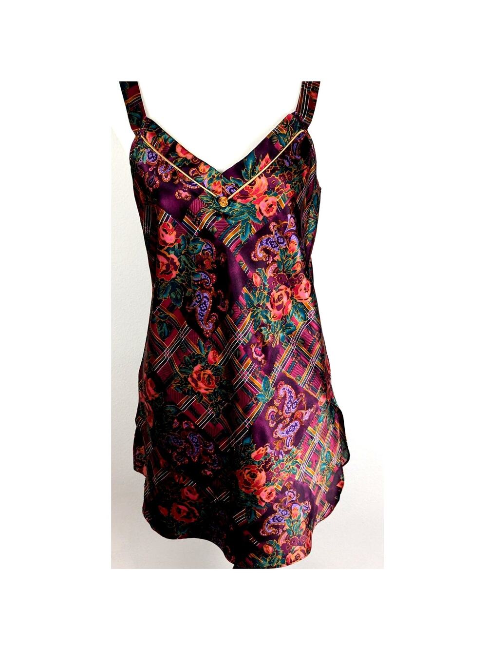 Vtge Inner most nightgown or cami Sz S Bust 37" Made America 80's dark floralEUC